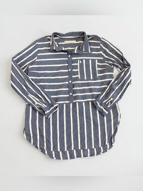 Abercrombie & Fitch Striped Button Front Tunic Shirt Blue White Women's Large